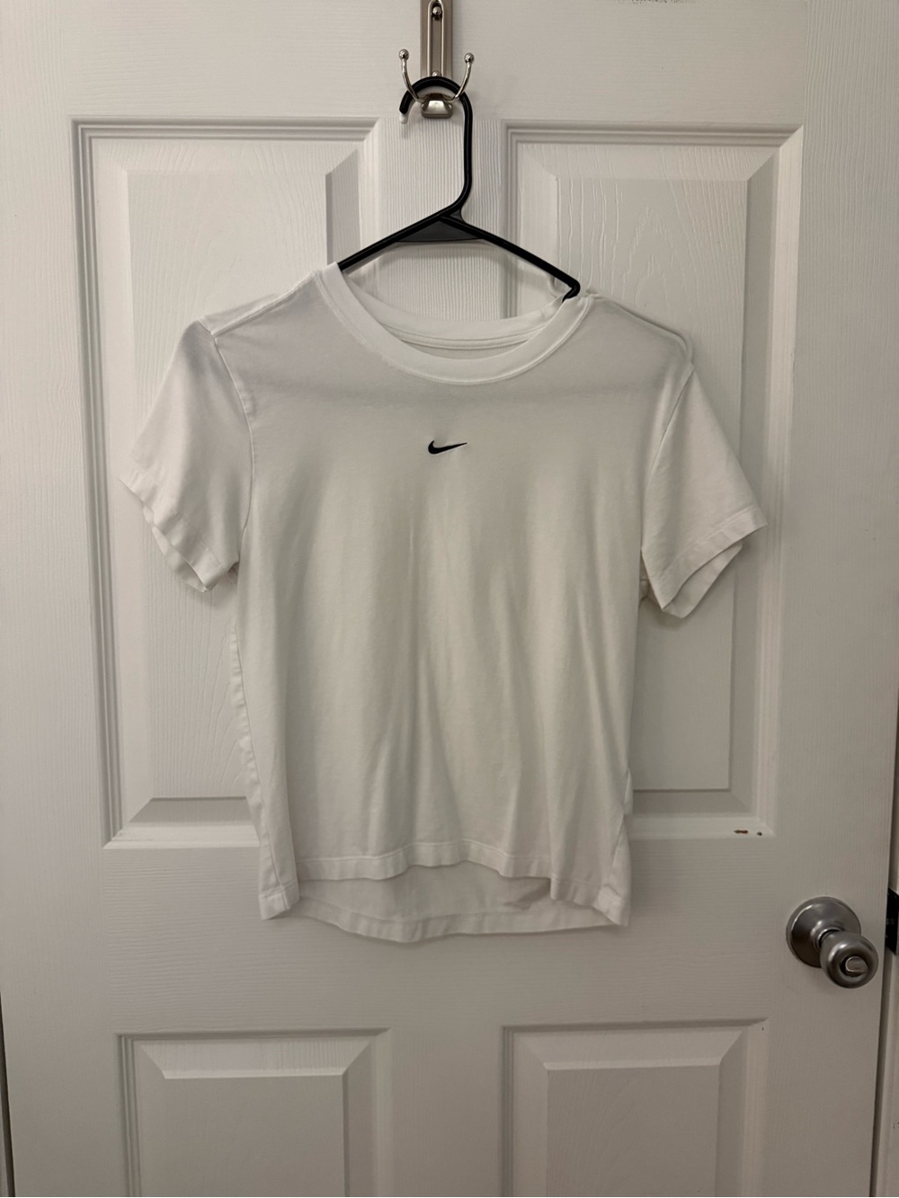 Nike White Crewneck Short Sleeve Tee with Black Swoosh